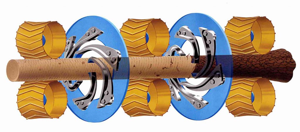 Work schematic of the log debarker